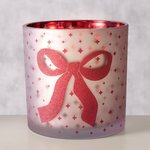 Windlicht Boucle pink/rot H15 D15cm